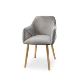 Ella 160cm Pale Oak Dining Table Set - 6 Seater - 4 Freya Dining Chairs with  2 Freya Armchairs - Mist Grey with Pale Oak Legs - thumbnail 4