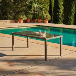 Marston 4 Seater Rattan Garden Dining Set  - Natural Brown - Glass Top - thumbnail 2