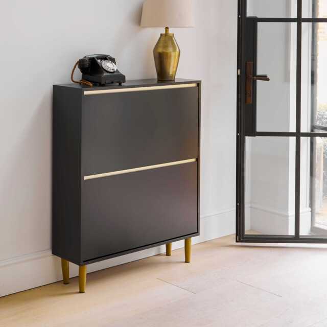 Iliana Shoe Cabinet - 2 Door - Charcoal Grey - image 1