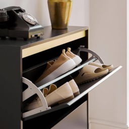 Iliana Shoe Cabinet - 2 Door - Charcoal Grey - thumbnail 4