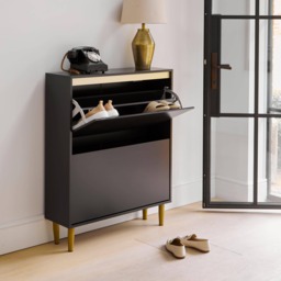 Iliana Shoe Cabinet - 2 Door - Charcoal Grey - thumbnail 3