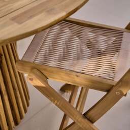 Willow 6 Seater Round Wooden Garden Dining Set with 6 Cove Rope Dining Chairs - thumbnail 4