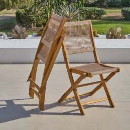 Willow 6 Seater Round Wooden Garden Dining Set with 6 Cove Rope Dining Chairs - thumbnail 3