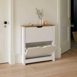 Windsor Shoe Cabinet - 2 Door - White - thumbnail 2