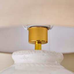 Merton Ceramic Lamp Base & Coningsby Taupe Cotton Lampshade - 40cm - thumbnail 5