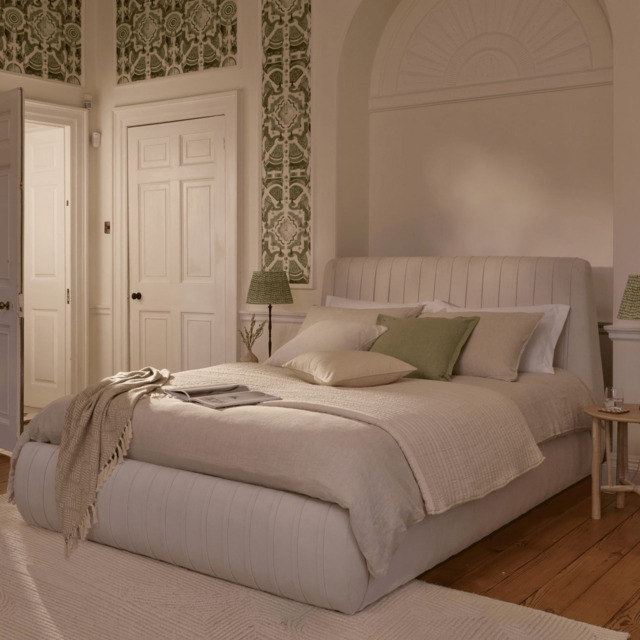 Etta King Ottoman Bed - Ivory Pleated - image 1
