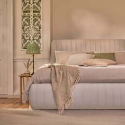 Etta King Ottoman Bed - Ivory Pleated - thumbnail 4