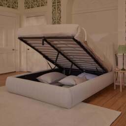 Etta King Ottoman Bed - Ivory Pleated - thumbnail 2