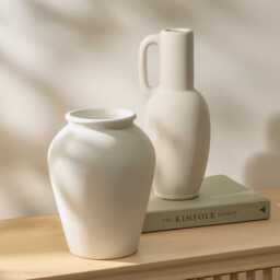 Kalera 23cm Terracotta Vase - Off White - thumbnail 4