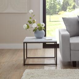 Jay Marble Effect Coffee Table Set - Black Frame - thumbnail 3