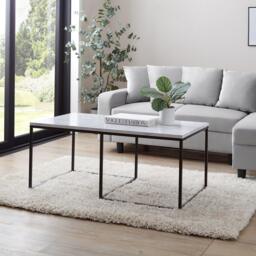 Jay Marble Effect Coffee Table Set - Black Frame - thumbnail 2