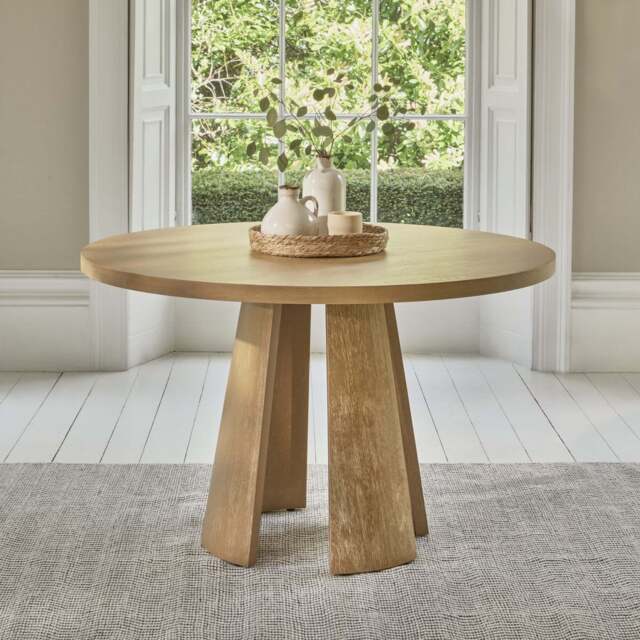 Farren Whitewash Oak Round Dining Table - image 1