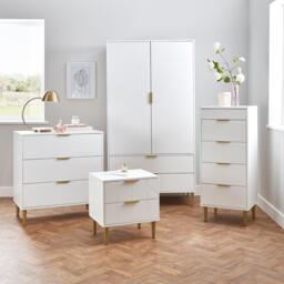 Gloria Wardrobe & Drawers Set - 3 Drawer Chest of Drawers - White - thumbnail 1