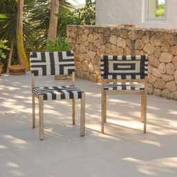Saffron Brushed Light Acacia Garden Chair - Set of 2 - Beige/Black - thumbnail 5