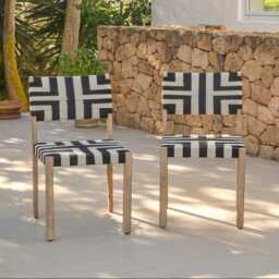 Saffron Brushed Light Acacia Garden Chair - Set of 2 - Beige/Black - thumbnail 1