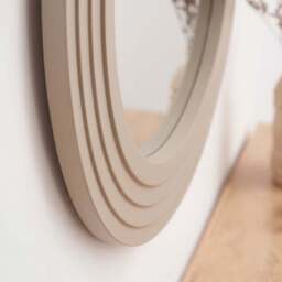 Kubu 70cm Wooden Round Mirror - Taupe - thumbnail 3