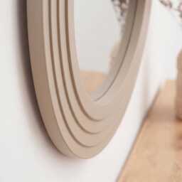 Kubu 70cm Wooden Round Mirror - Taupe - thumbnail 3