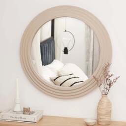 Kubu 70cm Wooden Round Mirror - Taupe