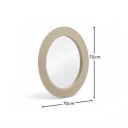 Kubu 70cm Wooden Round Mirror - Taupe - thumbnail 5