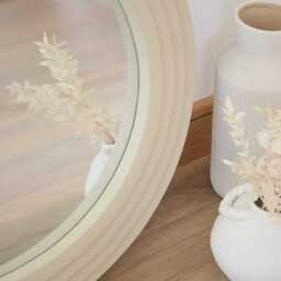 Kubu 70cm Wooden Round Mirror - Taupe - thumbnail 3