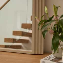 Kubu 90 x 77cm Wooden Arch Mirror - Taupe - thumbnail 2