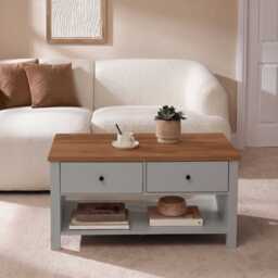 Bampton Stone Grey Coffee Table with Storage - thumbnail 1