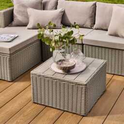 Weston 4 Seater Rattan Garden Corner Sofa Set - Light Grey with Stone Grey Cushions - thumbnail 5