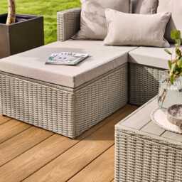 Weston 4 Seater Rattan Garden Corner Sofa Set - Light Grey with Stone Grey Cushions - thumbnail 6