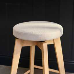 Digby Fawn Linen Swivel Backless Bar Stools - Set of 2 - Whitewash Oak Legs - thumbnail 2