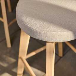 Digby Fawn Linen Swivel Backless Bar Stools - Set of 2 - Whitewash Oak Legs - thumbnail 4
