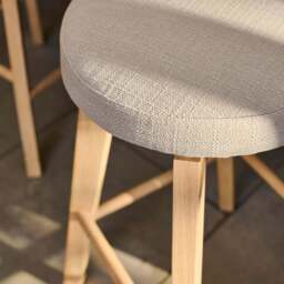 Digby Fawn Linen Swivel Backless Bar Stools - Set of 2 - Whitewash Oak Legs - thumbnail 4
