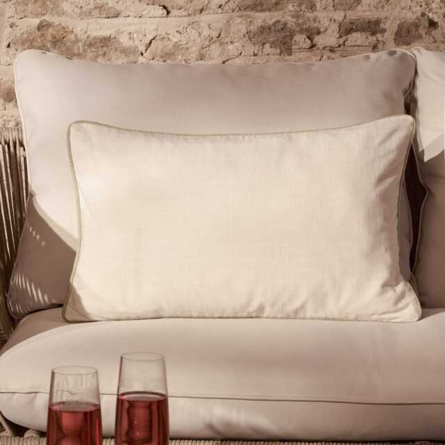 Camber 35x55cm Garden Scatter Cushion Cover - Off White with Sage Green Piping - image 1