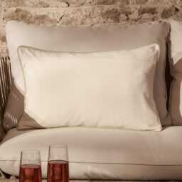 Camber 35x55cm Garden Scatter Cushion Cover - Off White with Sage Green Piping - thumbnail 2