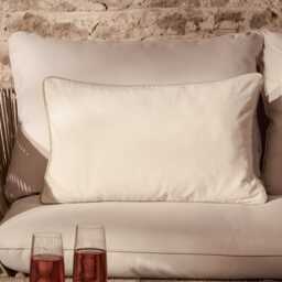 Camber 35x55cm Garden Scatter Cushion Cover - Off White with Sage Green Piping - thumbnail 1
