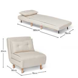 Una Single Sofa Bed - Oatmeal Linen - thumbnail 6