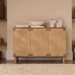 Paloma Natural Weave 3 Door Large Sideboard - Natural Oak