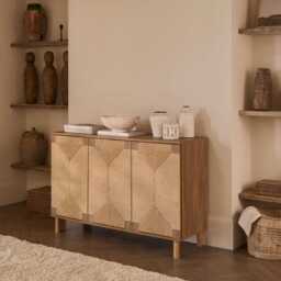 Paloma Natural Weave 3 Door Large Sideboard - Natural Oak - thumbnail 5