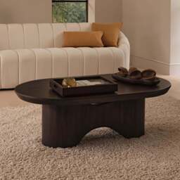 Octavia 120cm Oval Coffee Brown Mango Wood Coffee Table - thumbnail 2