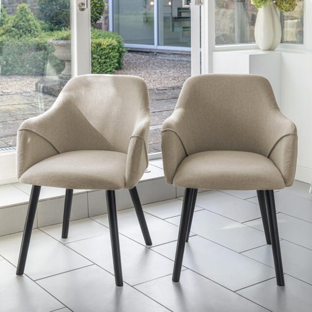 Freya Sand Armchairs - Set of 2 - Black Oak Legs - image 1