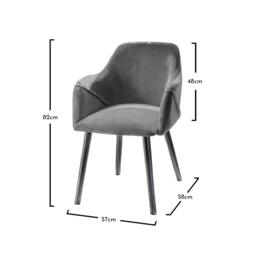 Amelia Black Dining Table Set - 6 Seater - Freya Grey Carver Chairs - Black Legs - thumbnail 6