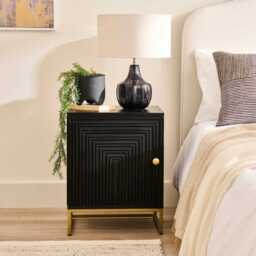 Rayna Black 1 Door Left Bedside Table - thumbnail 4