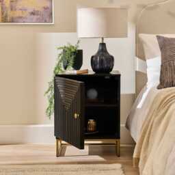 Rayna Black 1 Door Left Bedside Table - thumbnail 3