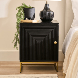 Rayna Black 1 Door Left Bedside Table - thumbnail 1