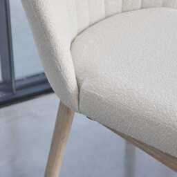 Charlotte Whitewash Extending Dining Table Set - 6 Seater - Chloe Light Beige Boucle Dining Chairs - Whitewash Legs - thumbnail 6