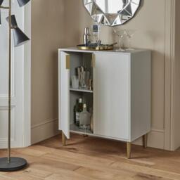 Gloria 2 Door Small Sideboard - Grey & Brass Legs - thumbnail 2