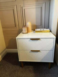 Gloria Bedside Table - White & Brass Effect - thumbnail 5