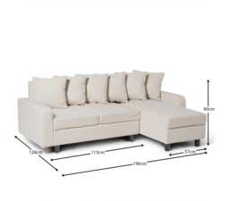 Tracy Corner Sofa - Oatmeal Linen with Black Legs - thumbnail 5