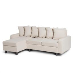 Tracy Corner Sofa - Oatmeal Linen with Black Legs - thumbnail 4