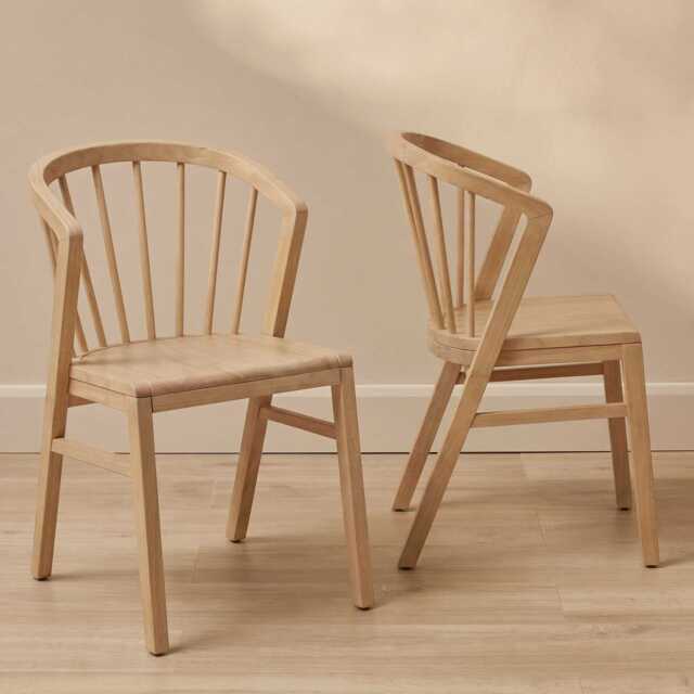 Mabel Pale Oak Wooden Spindle Dining Chairs - Set of 2 - image 1
