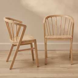 Mabel Pale Oak Wooden Spindle Dining Chairs - Set of 2 - thumbnail 2